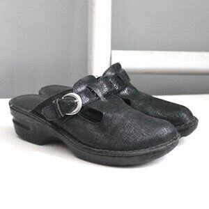 Born Concept Womens Black Platform Buckle Slip-On Mules Size 8